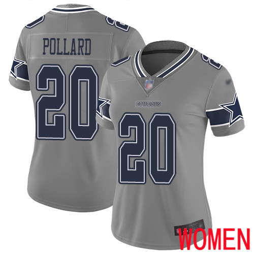Women Dallas Cowboys Limited Gray Tony Pollard #20 Inverted Legend NFL Jersey